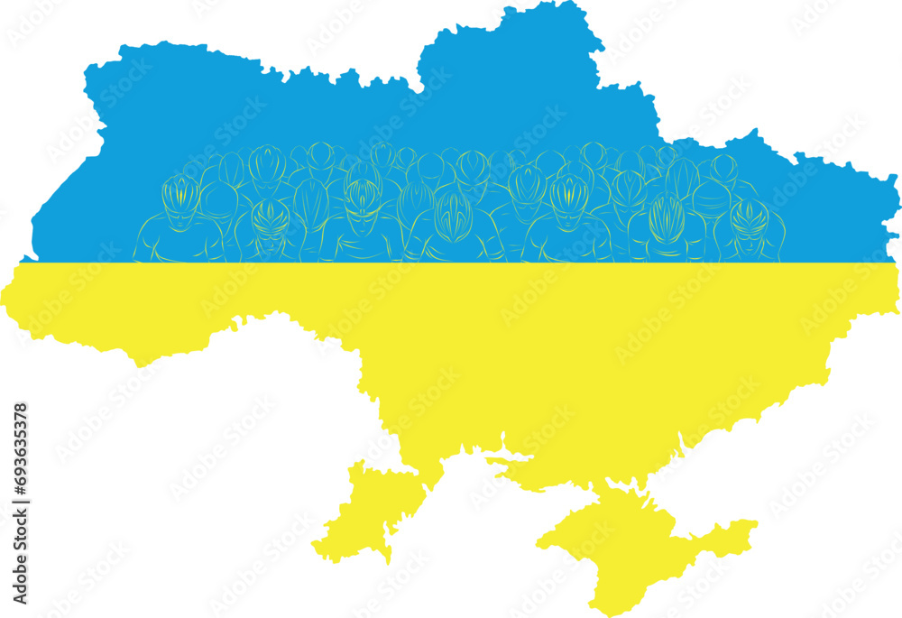 Cyclist on the background of the map of Ukraine vector Cyclist on the background of the map of Ukraine vector