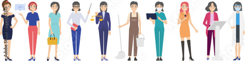 Group image design of cartoon women of various occupations