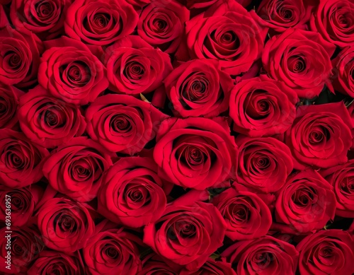 Beautiful red rose petals as background  top view