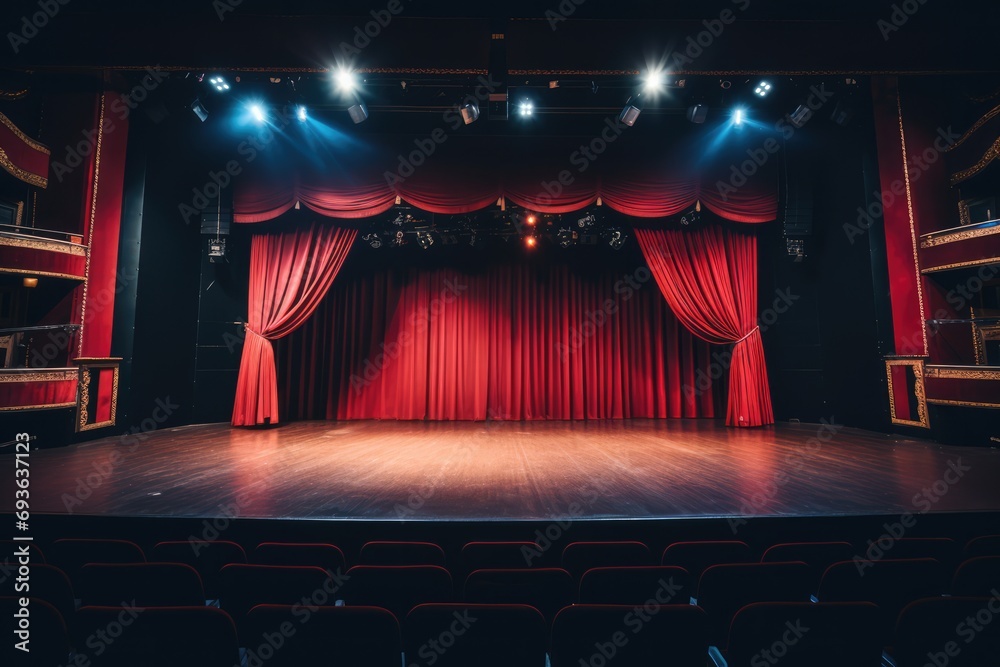 Empty Stage Of Theater Before Performance - obrazy, fototapety, plakaty 