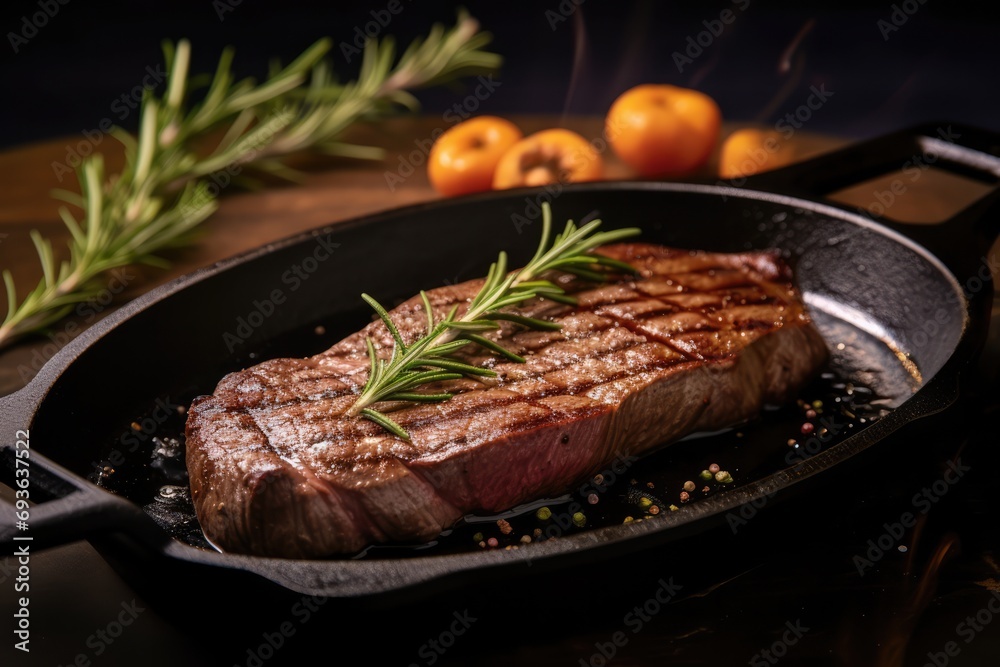 Sizzling Medium Rare Steak Infused With Fragrant Rosemary Sizzling Medium Rare Steak Infused With Fragrant Rosemary