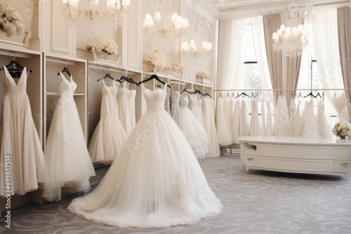 Exquisite Bridal Boutique Showcasing Glamorous Wedding Gowns photo