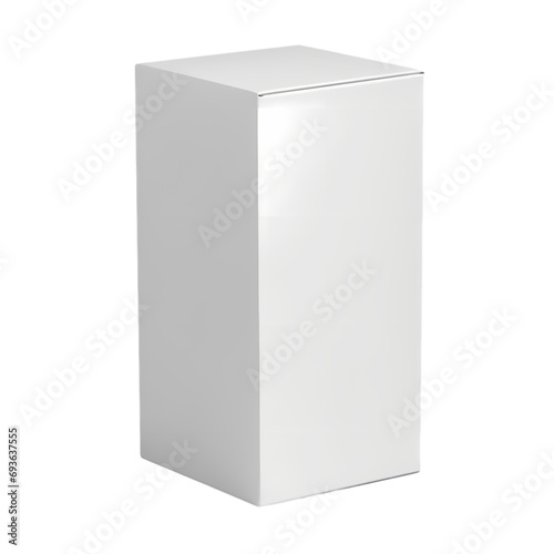 White box tall product packaging mockup isolated on transparent background