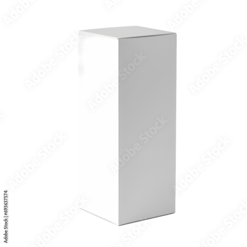White box tall product packaging mockup isolated on transparent background