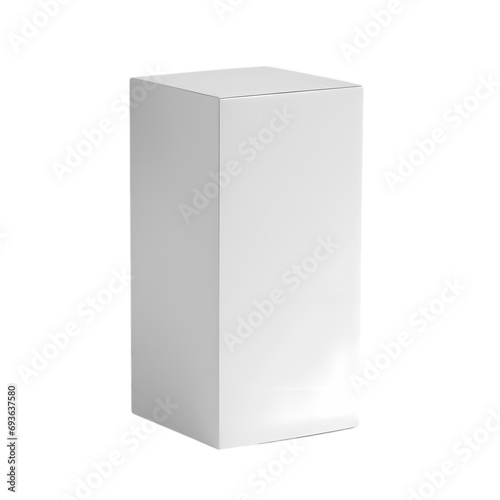 White box tall product packaging mockup isolated on transparent background