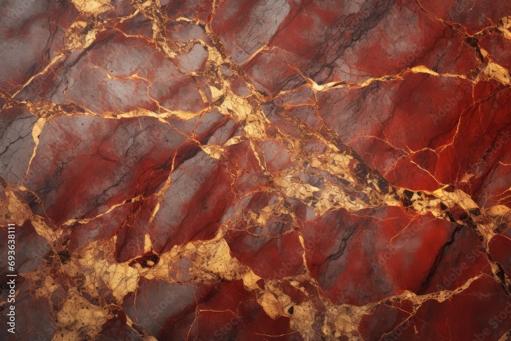 Red marble texture with gold veins