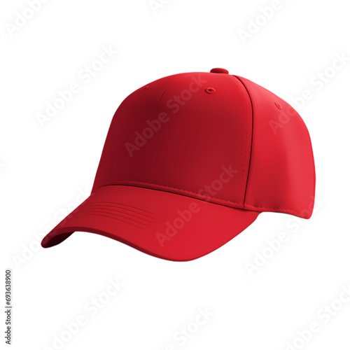 Red baseball cap isolated on transparent background