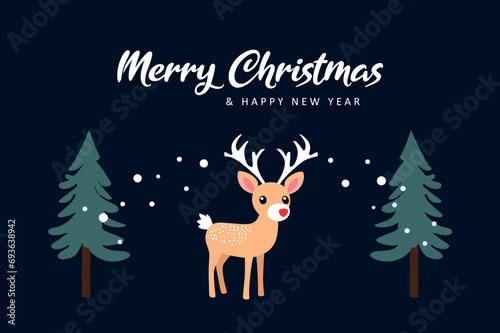 cute little christmas deer vector illustration