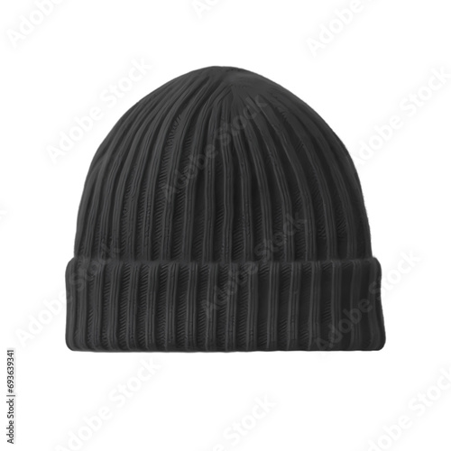 Dark gray beanie isolated on transparent background