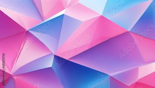 Abstract 3d texture  blue pink crystal glass background illustration  faceted texture with gradient  macro panorama  wide panoramic polygonal wallpaper 