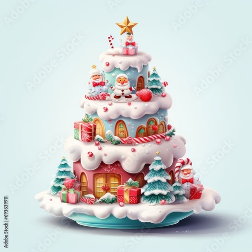a christmas cake with snow on it
