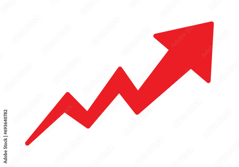 Growing business red arrow on white, Profit red arrow, Vector illustration.Business concept, growing chart. Concept of sales symbol icon with arrow moving up. Economic Arrow With Growing Trend. Growing business red arrow on white, Profit red arrow, Vector illustration.Business concept, growing chart. Concept of sales symbol icon with arrow moving up. Economic Arrow With Growing Trend.