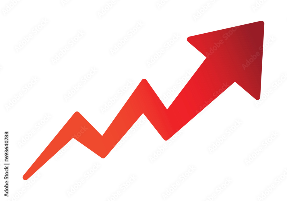 Growing business red arrow on white, Profit red arrow, Vector illustration.Business concept, growing chart. Concept of sales symbol icon with arrow moving up. Economic Arrow With Growing Trend. Growing business red arrow on white, Profit red arrow, Vector illustration.Business concept, growing chart. Concept of sales symbol icon with arrow moving up. Economic Arrow With Growing Trend.
