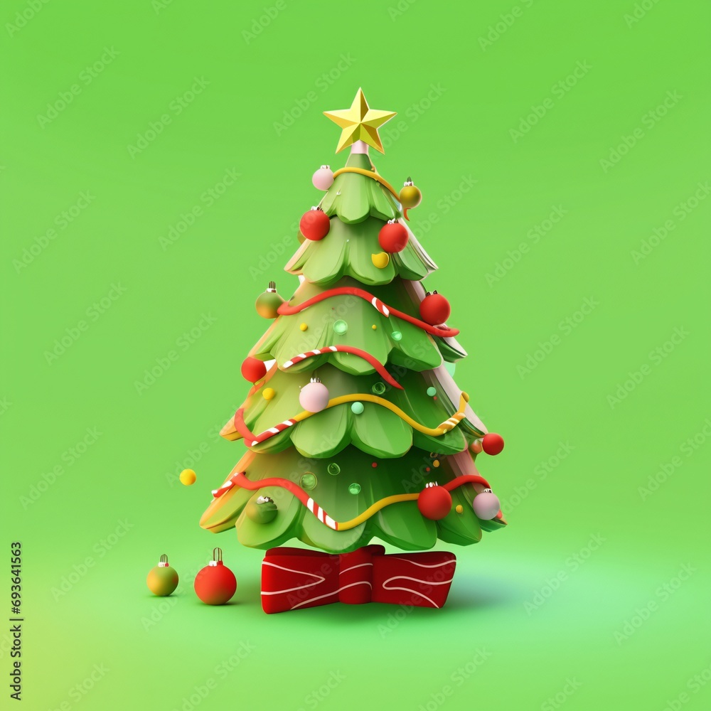 Christmas tree 3d icon cartoon style Christmas tree 3d icon cartoon style