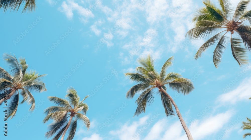 Blue sky and palm trees