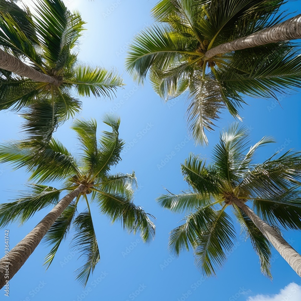 Blue sky and palm trees