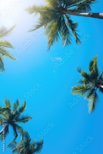 Blue sky and palm trees