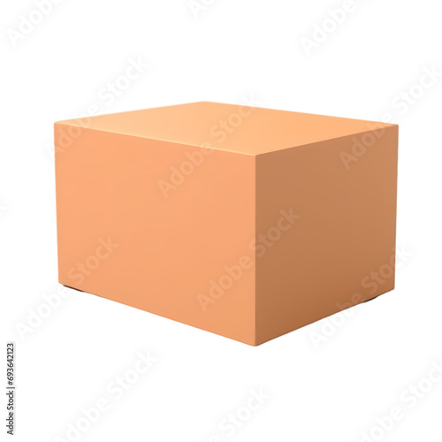 Orange product packaging box isolated on transparent background