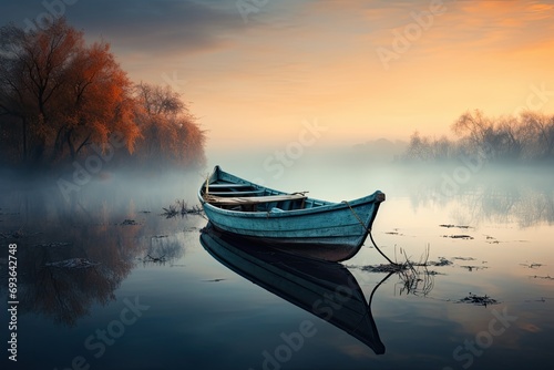 A lonely boat on quiet water in the morning © BrandwayArt