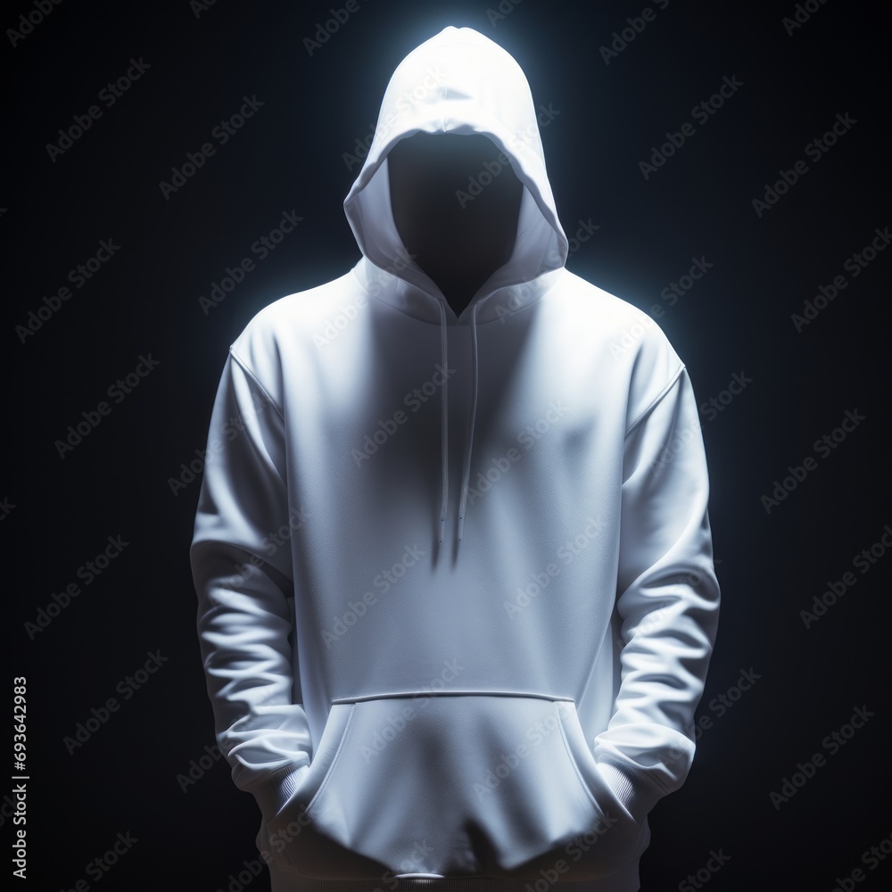 a person in a white hoodie
