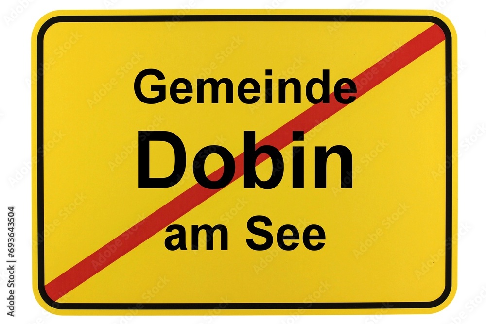 Illustration eines Ortsschildes der Gemeinde Dobin am See in Mecklenburg-Vorpommern