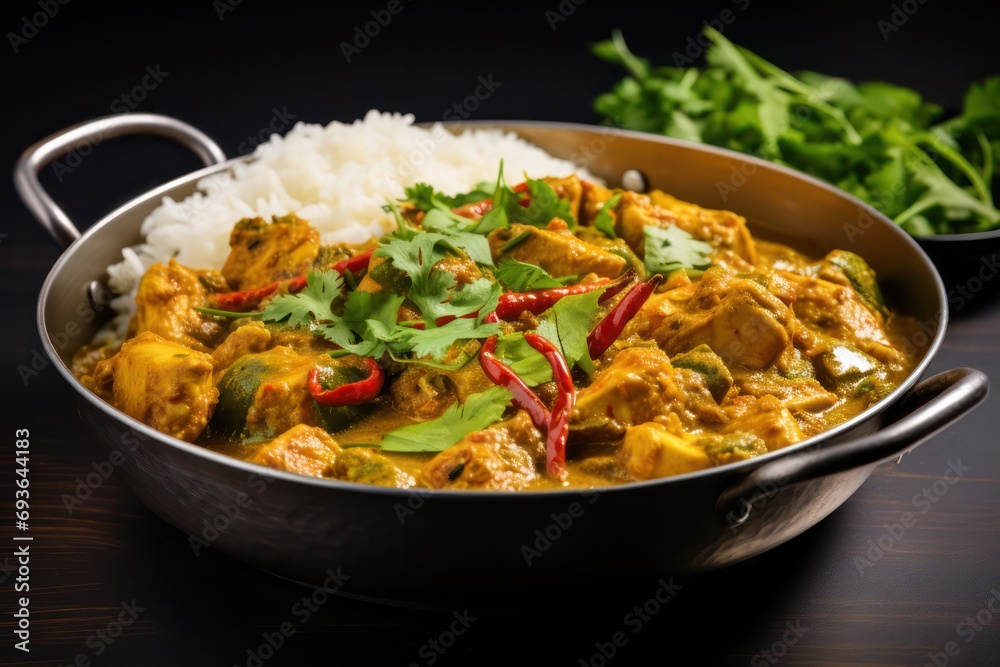 curry chicken asian food dish closeup. 