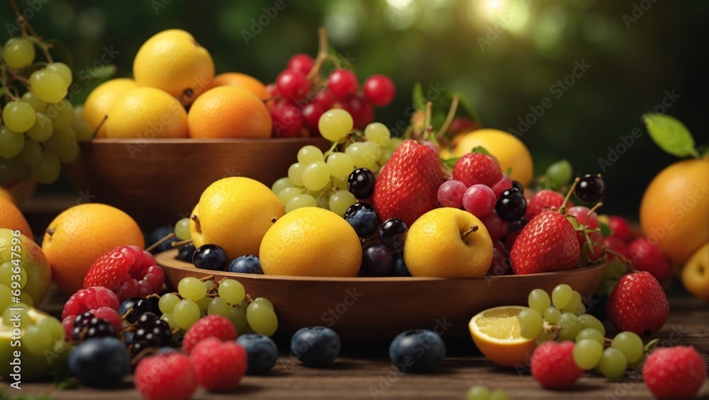 Fruits and Vegetables, Fresh Grappes with Apples and Strawberry, using Generative Ai Fruits and Vegetables, Fresh Grappes with Apples and Strawberry, using Generative Ai