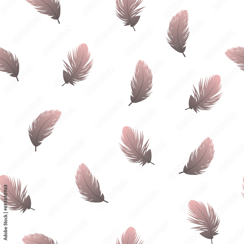nahtlos Muster Feder braun rosa Verlauf mit transparentem Hintergrund 