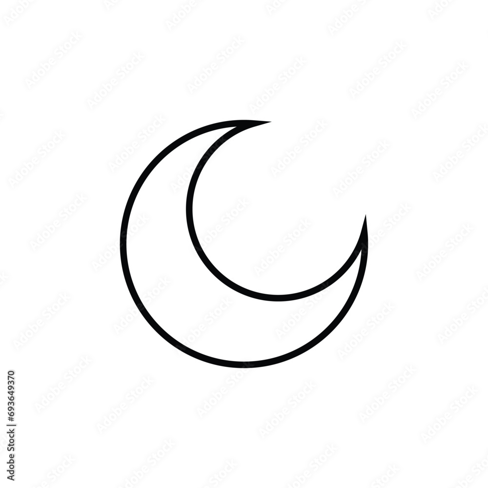 Naklejka premium Moon and stars vector icon on background. Flat Moon Icon. Night symbol. Vector illustration. EPS10.