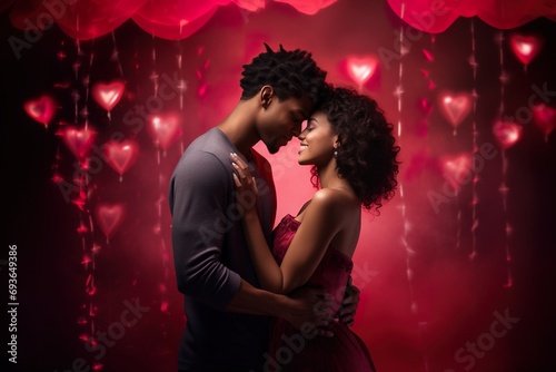 young african-american couple dancing together in love
