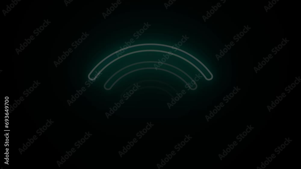Glowing light blue neon wireless illustration sign. Wireless and wifi icon or sign for remote internet access. Signal symbol. Wi-Fi wireless internet signal flat icon for apps