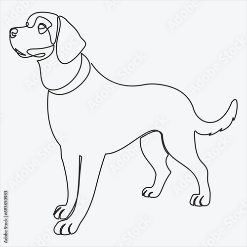 Vector Continuous line drawing of dog one line drawing