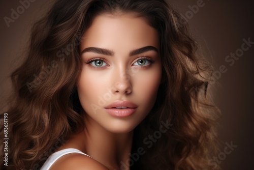 Beauty of Natural Make-Up: Portrait of Young Girl with Beautiful Skincare, Fashion Model