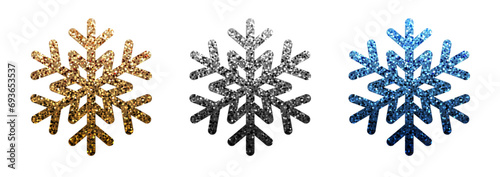 Set of beautiful snowflakes with glittering effect.