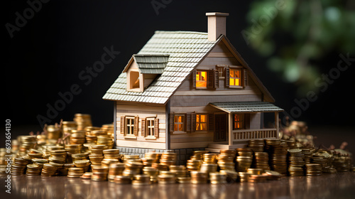 model of house and stack of money. The concept of saving for your own home