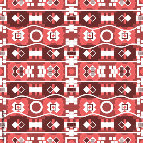 Seamless pattern with ethnic ornament. Burgundy colors. Vector illustration