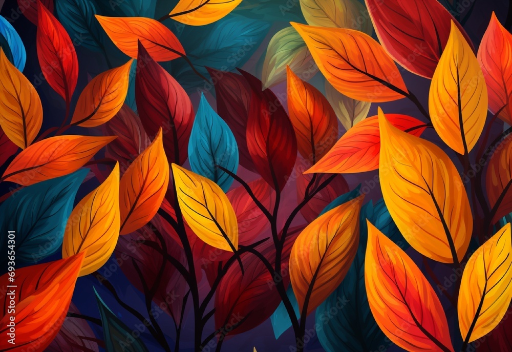 red yellow leaves  Generating By AI Technology