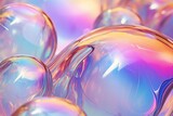 Iridescent soap bubble texture with rainbow colors and glossy surface.