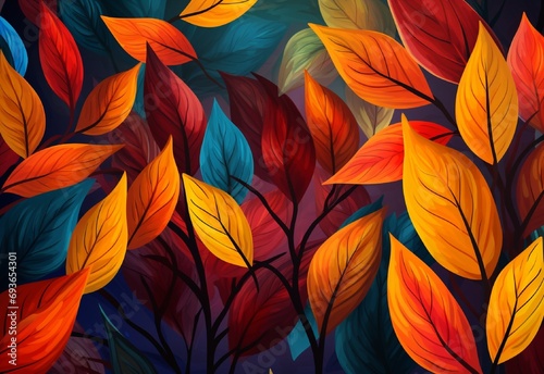 red yellow leaves Generating By AI Technology