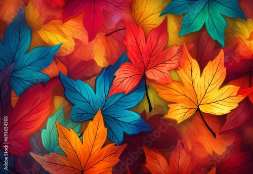 Wallpaper Mural red yellow leaves  Generating By AI Technology Torontodigital.ca