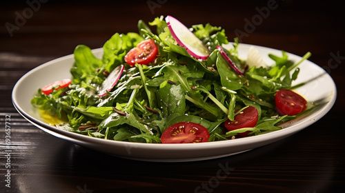 A green salad is a symphony of flavors, a harmonious blend of textures and tastes. ai generated.