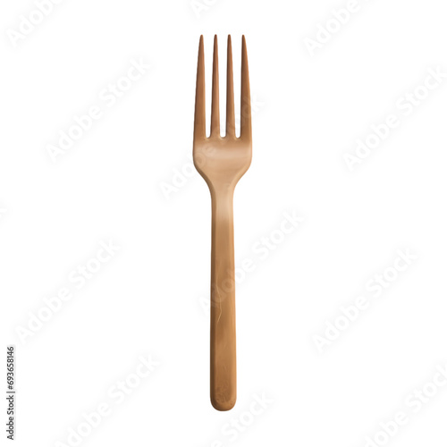 Wooden fork isolated on transparent background