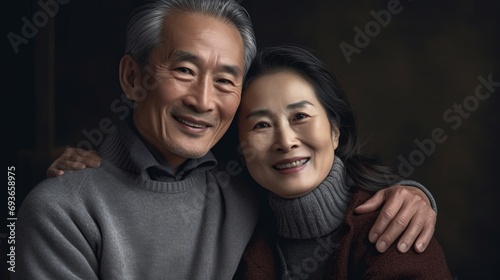 smiling loving older couple