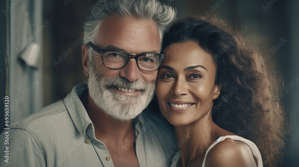 smiling loving older couple