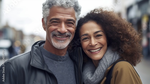 smiling loving older couple