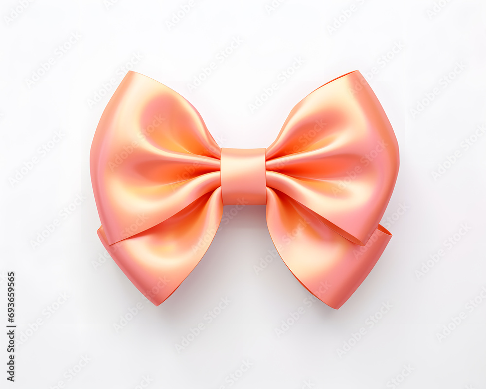 Peach color bow isolated on white background