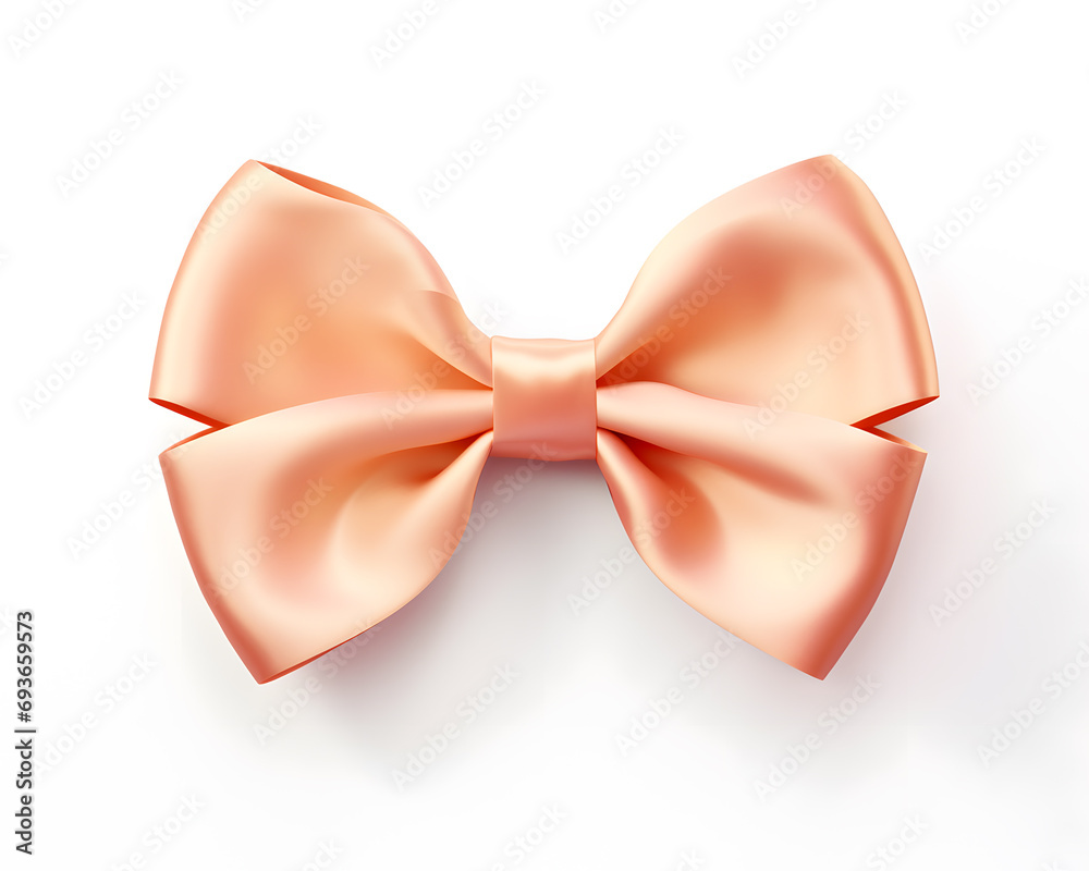 Peach color bow isolated on white background