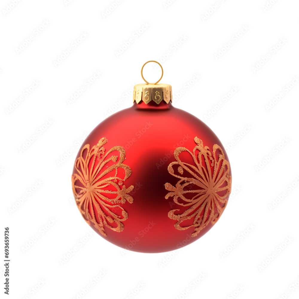 Red Christmas ball decoration isolated on transparent background Red Christmas ball decoration isolated on transparent background