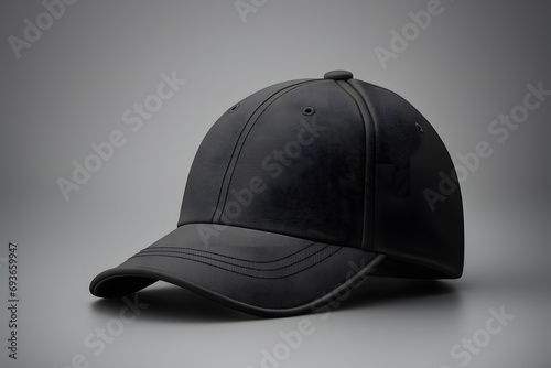 Black baseball cap mock up isolated on grey background