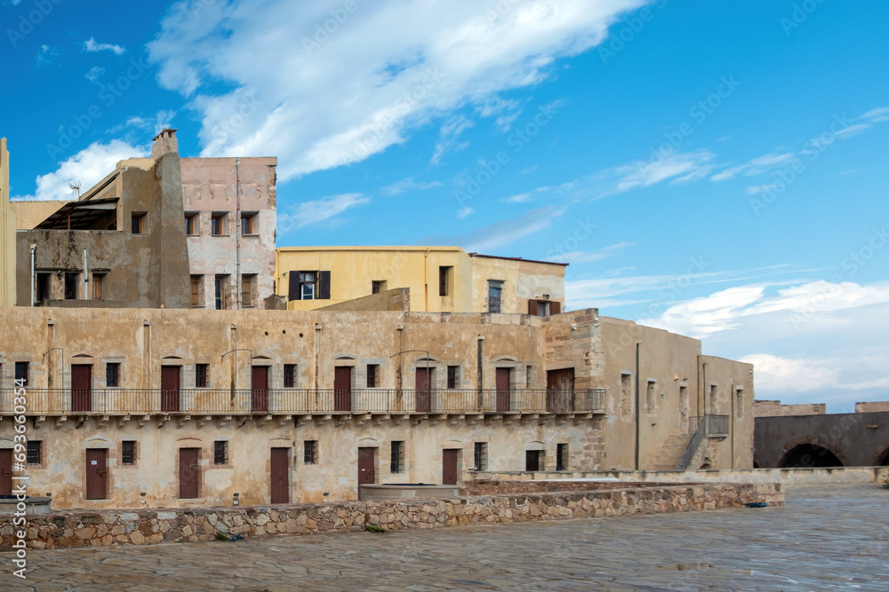 Firkas Fortress at harbor of the Old Town of Chania Crete, Greece. War museum, Revellino castle.